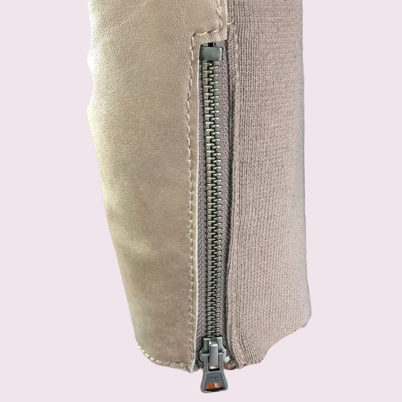 Open front Taupe Leather Moto Jacket Size Medium - Picture 10 of 15